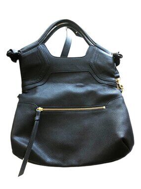 Foley + Corinna Black Pebbled Faux Leather Convertible Crossbody Bag